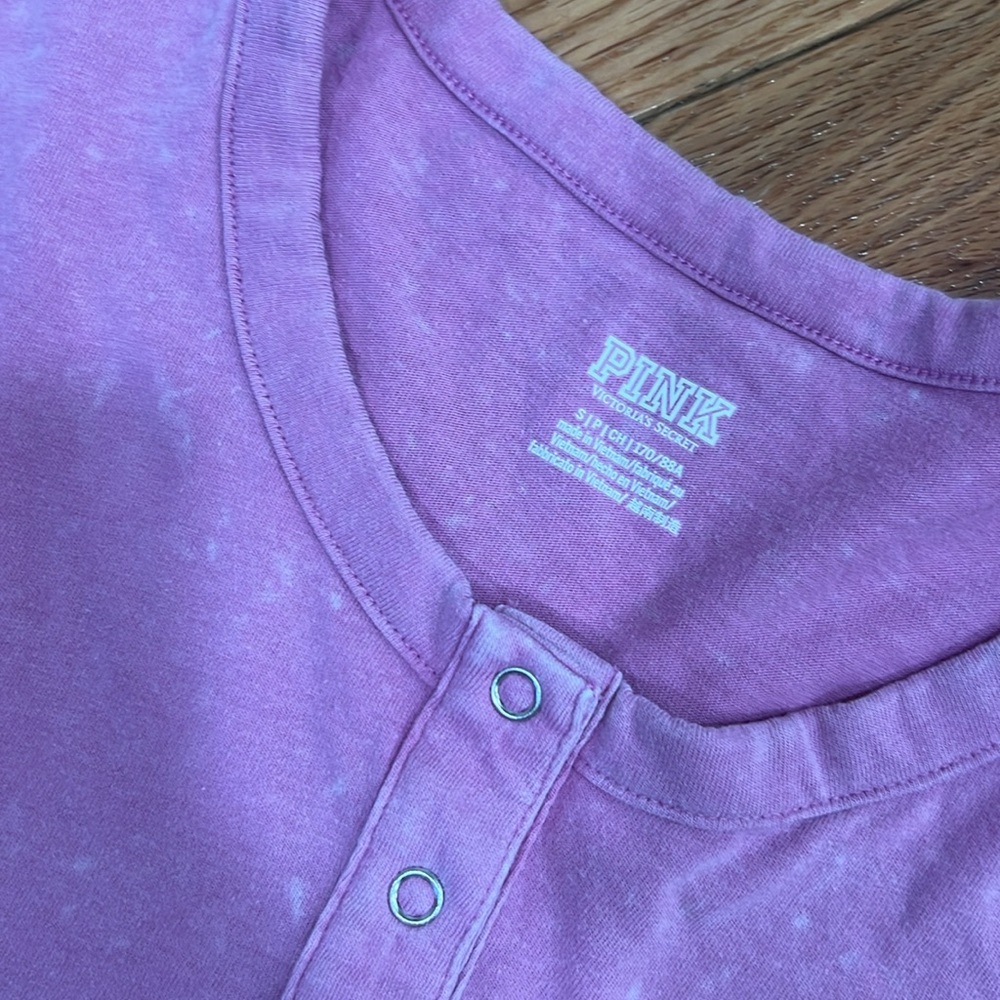 Pre-loved💖 Victoria Secret PINK Women's Henley Shirt Long Sleeve Cotton
